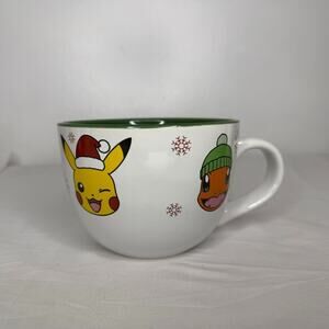 Pokemon Christmas Mug 24 oz Pikachu Charmander Holiday Cup Silver Buffalo Jumbo